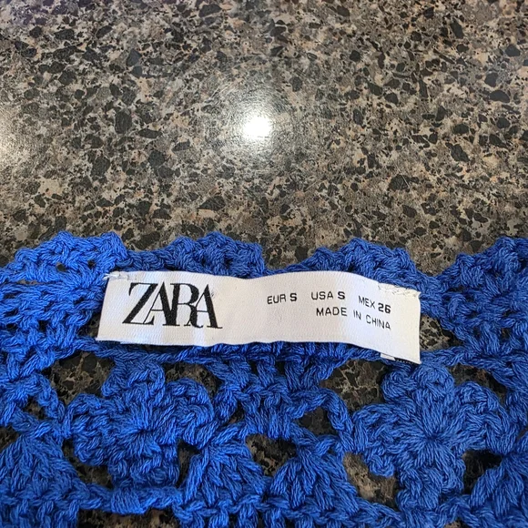 ZARA Royal Blue Crochet Crop Top - Picture 5 of 8